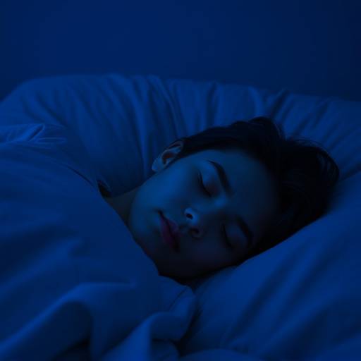 A person peacefully sleeping with a calming blue hue.